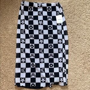 Forever 21 Black and White Floral Checker Skirt